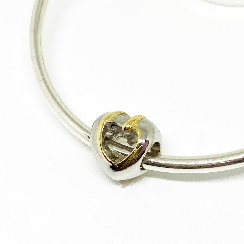 Pugster Open Heart Silver and Gold Bracelet Charm - Fits Pandora